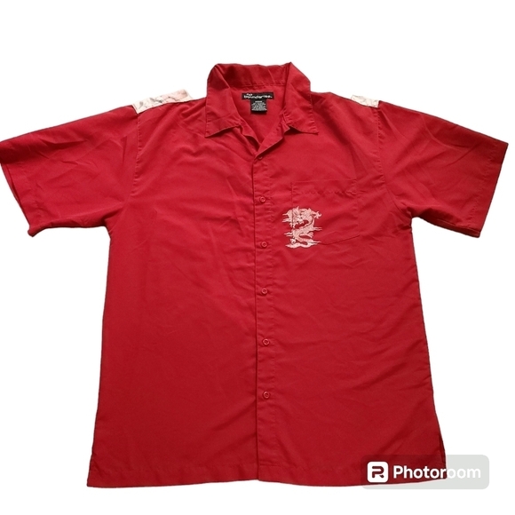 Vintage 2000s No Boundaries Red Dragon Button Front Shirt sz M - Picture 2 of 6